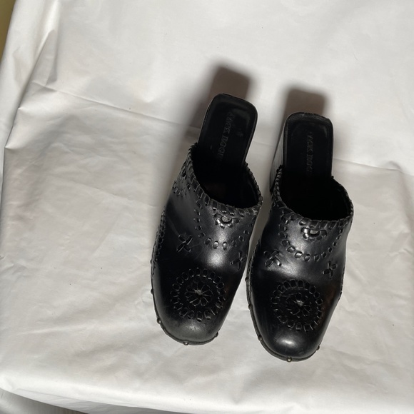 Jack Rogers Ali Whipstitched black leather clogs mules size 9 - Picture 5 of 7